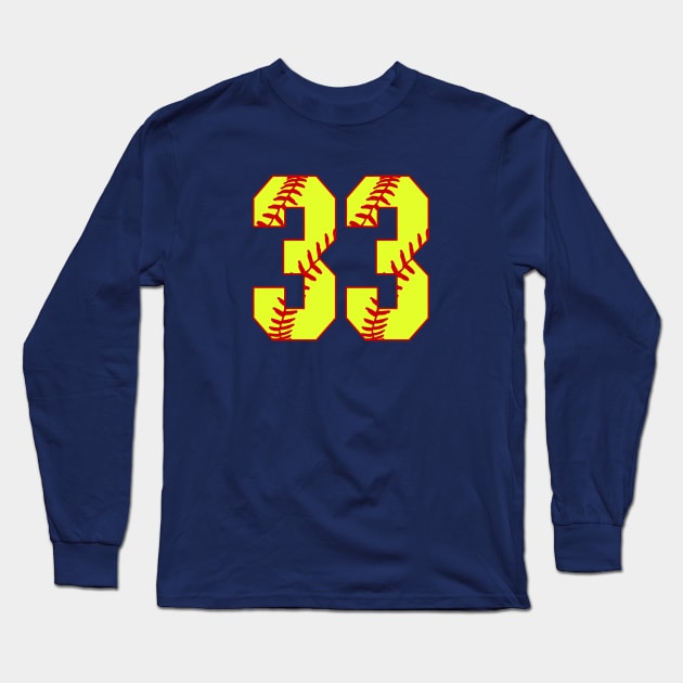 Fastpitch Softball Number 33 #33 Softball Shirt Jersey Uniform Favorite Player Biggest Fan Long Sleeve T-Shirt by TeeCreations